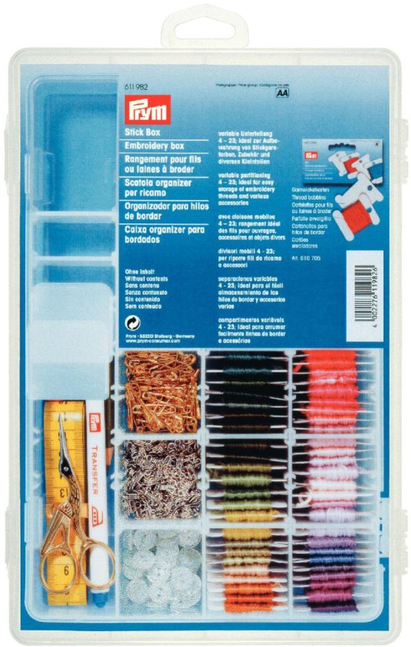 CAJA PRYM ORGANIZ.DOR HILOS TRANSPARENTE 19X28cm
